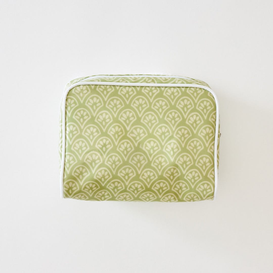 Weezie Small Green Block Print Toiletry Bag