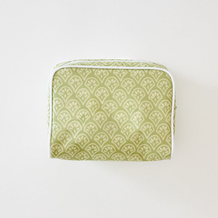 Weezie Small Green Block Print Toiletry Bag
