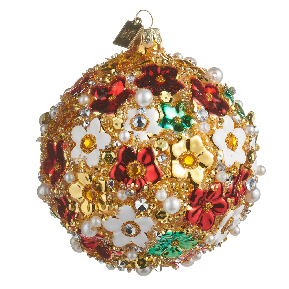 4" Multicolor Blossom Ball Ornament