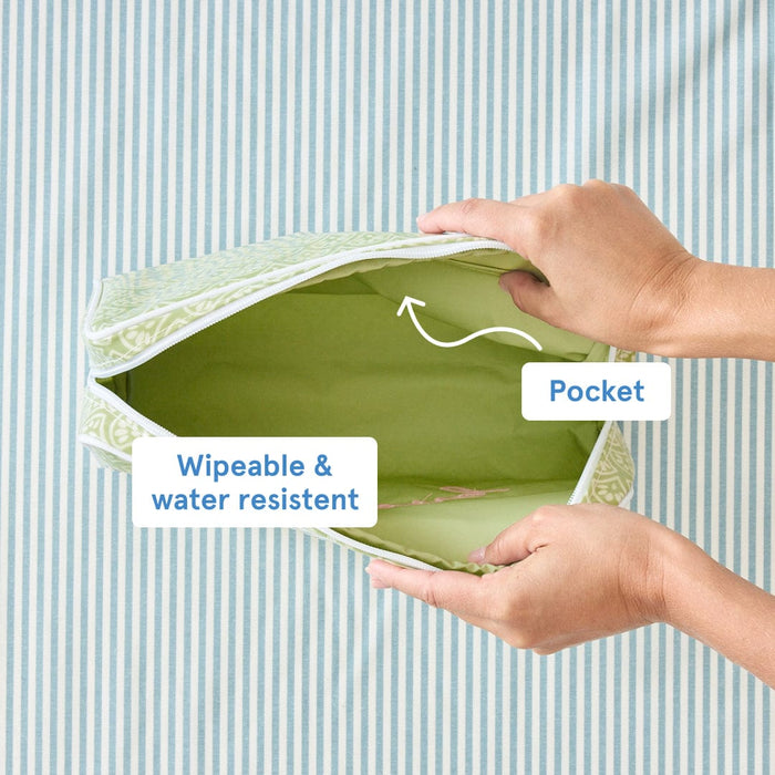 Weezie Small Green Block Print Toiletry Bag