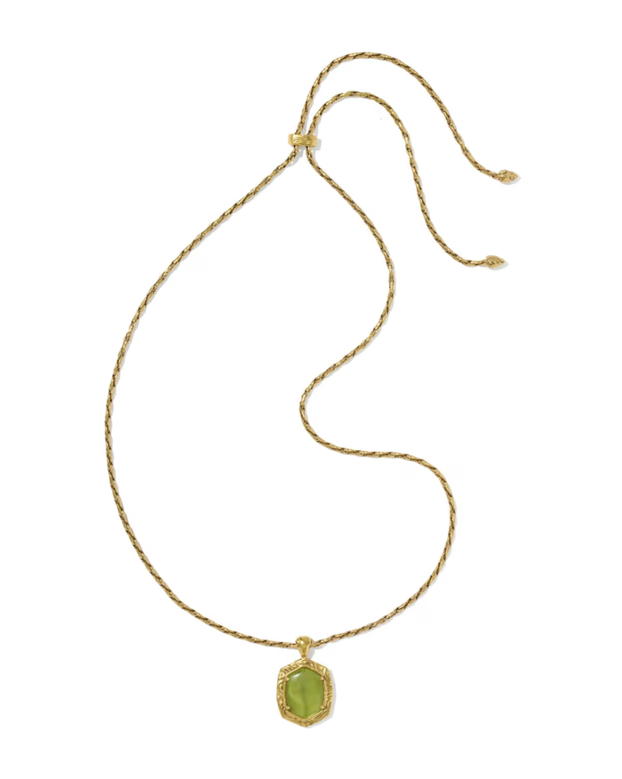 Tiger Striped Daphne Vintage Gold Small Long Pendant Necklace