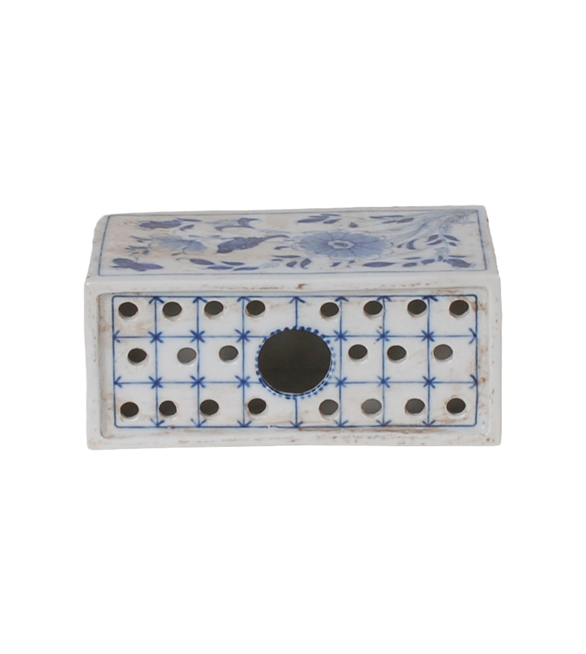 Blue Flower Brick Planter