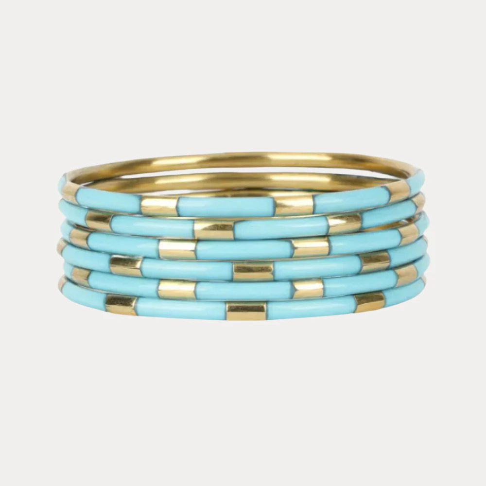 TURQUOISE VEDA BANGLES - SET OF 6