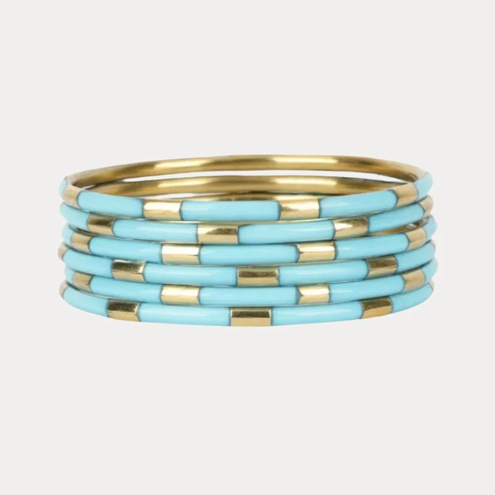 TURQUOISE VEDA BANGLES - SET OF 6