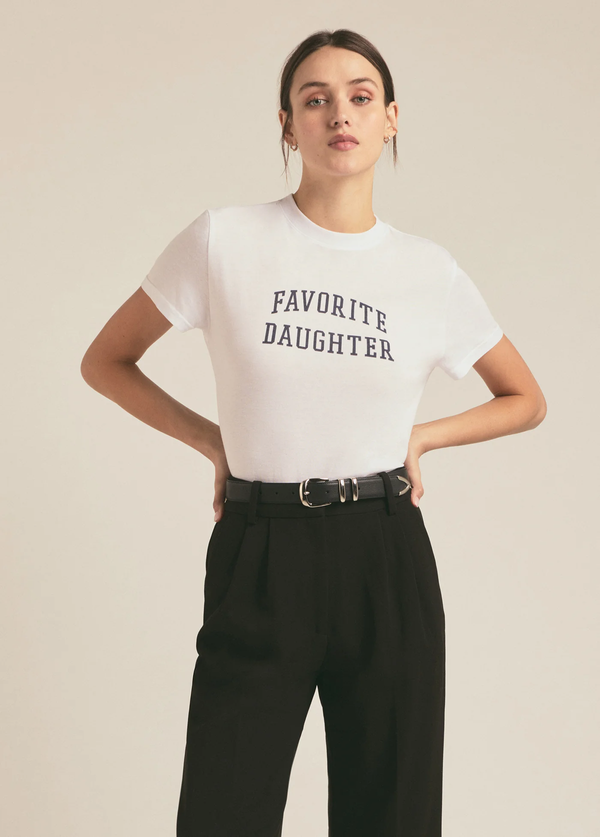 Favorite Daughter - The Cropped Collegiate Tee White