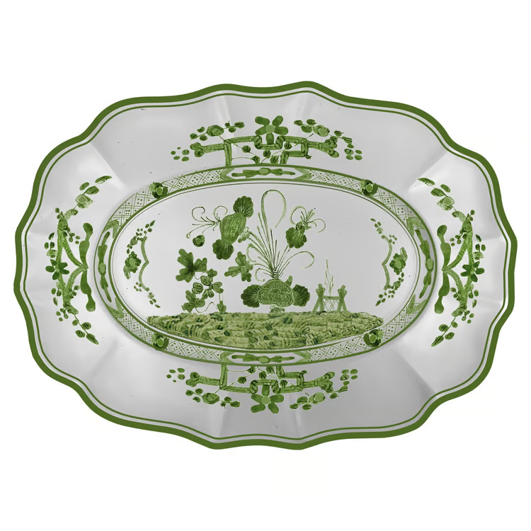VIDA Faenza Medium Oval Platter | Charger (Green and White)