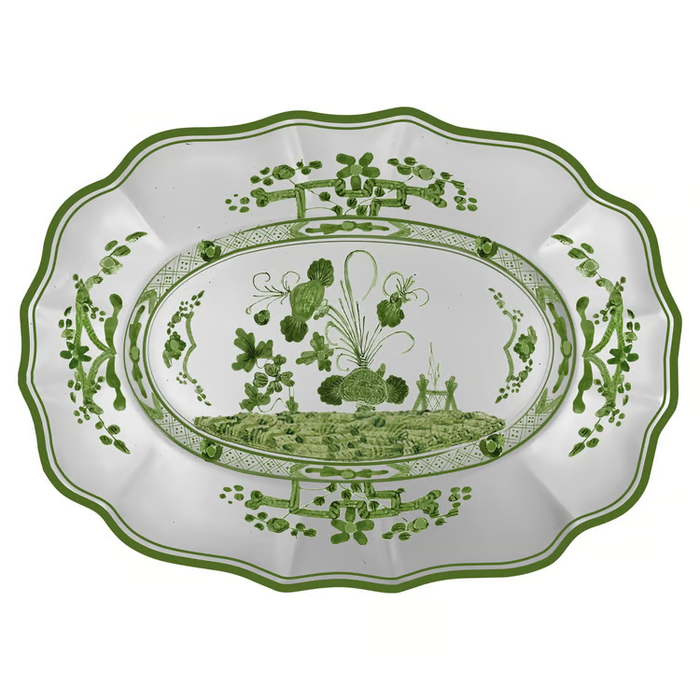 VIDA Faenza Medium Oval Platter | Charger (Green and White)