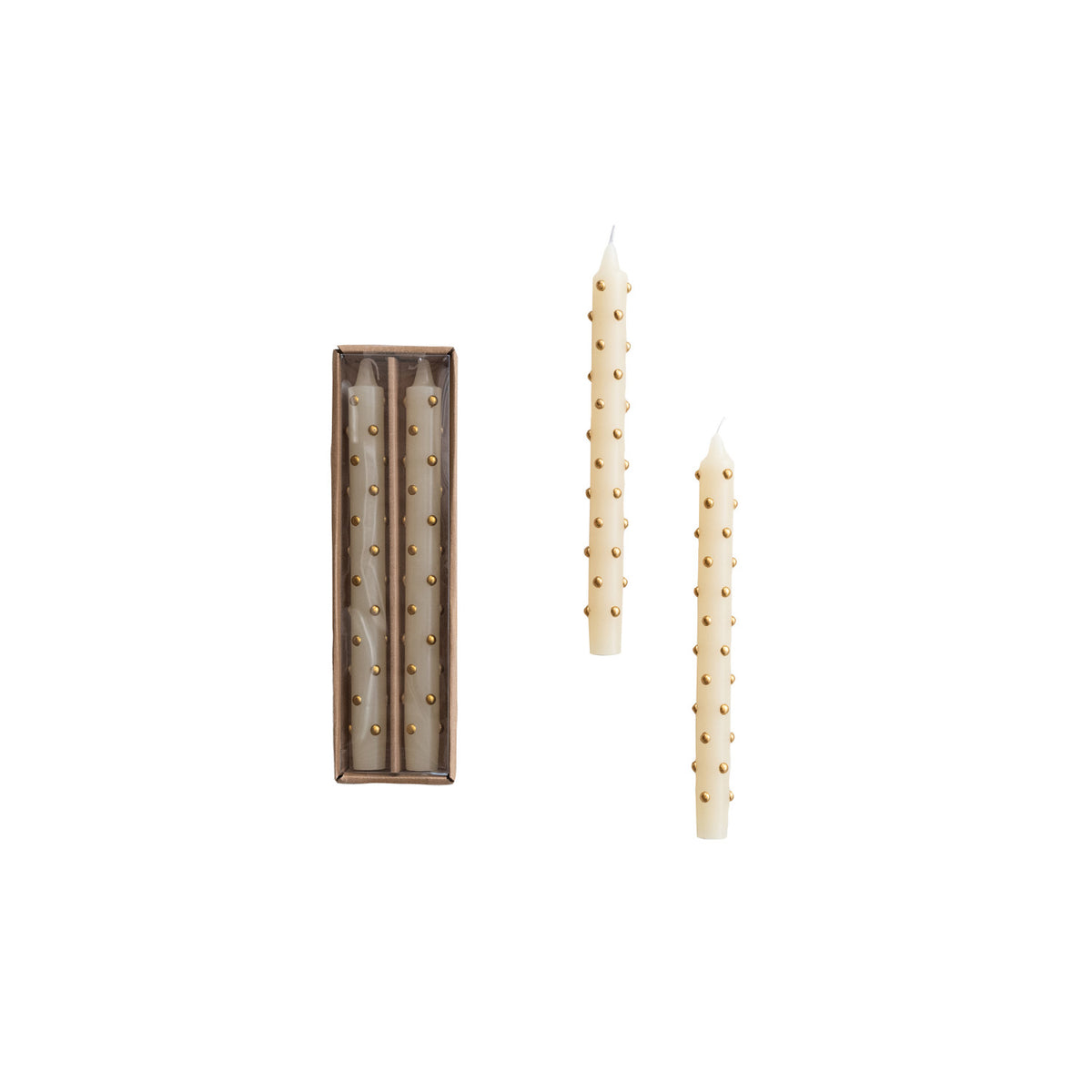 Unscented Taper Candles with Gold Dots
