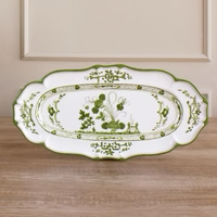 VIDA Faenza Long Oval Tray (Green and White)