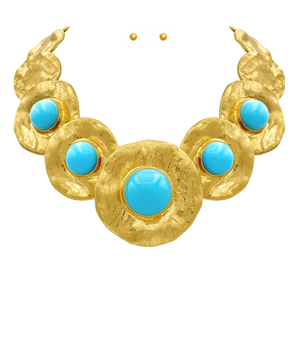 Turquoise Gold Vintage Stone Necklace