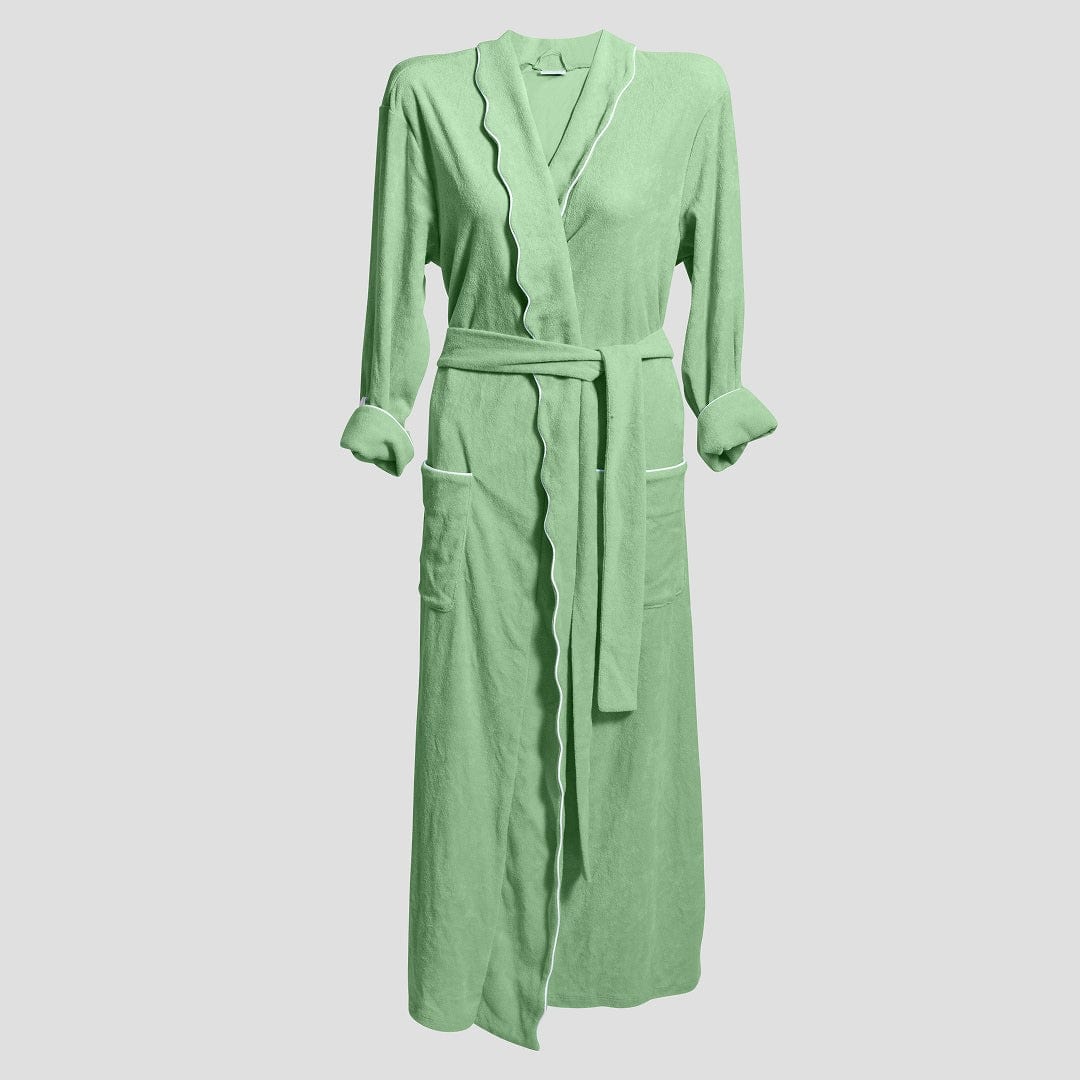 Weezie Women's Long Scallop Lightweight Robe - Basil