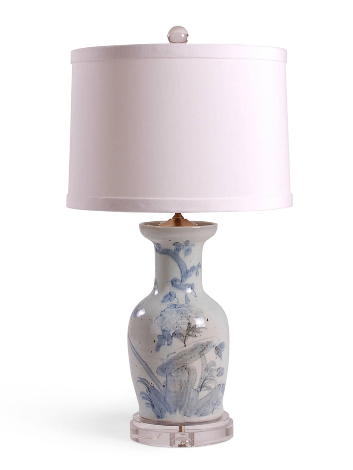 28" Chinoiserie Floral Lamp on Acrylic Base
