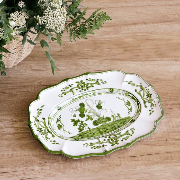 VIDA Faenza Medium Oval Platter | Charger (Green and White)