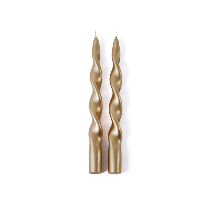 Gold Twist Formal Candles- Set of 2 - 10 in