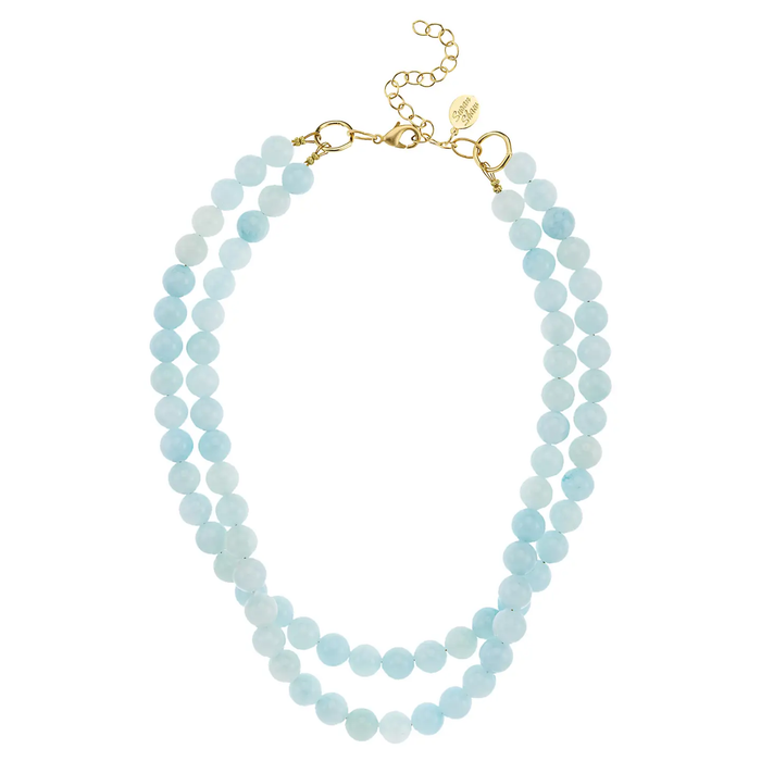 Double Strand Light Blue Jade Necklace