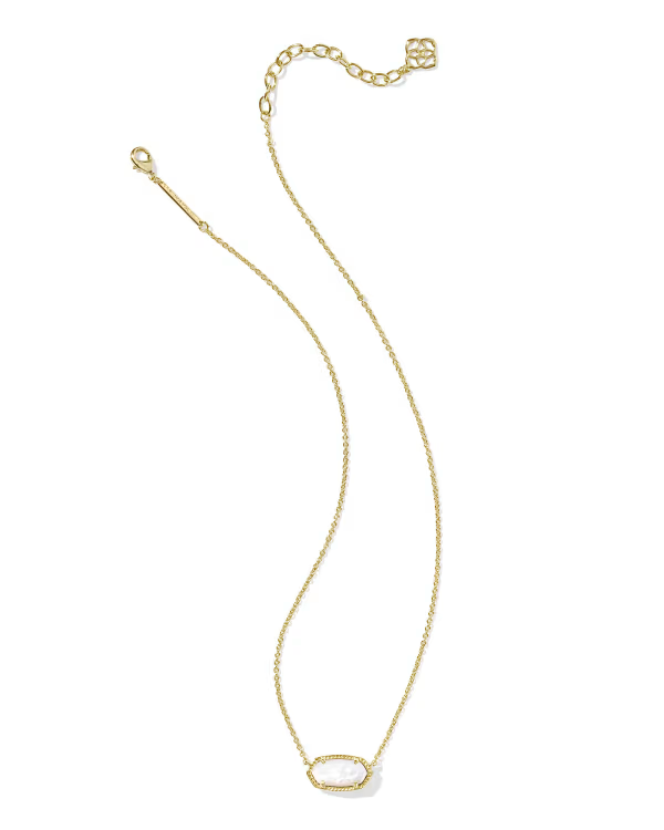 Elisa Gold Pendant Necklace in Ivory Mother-of-Pearl