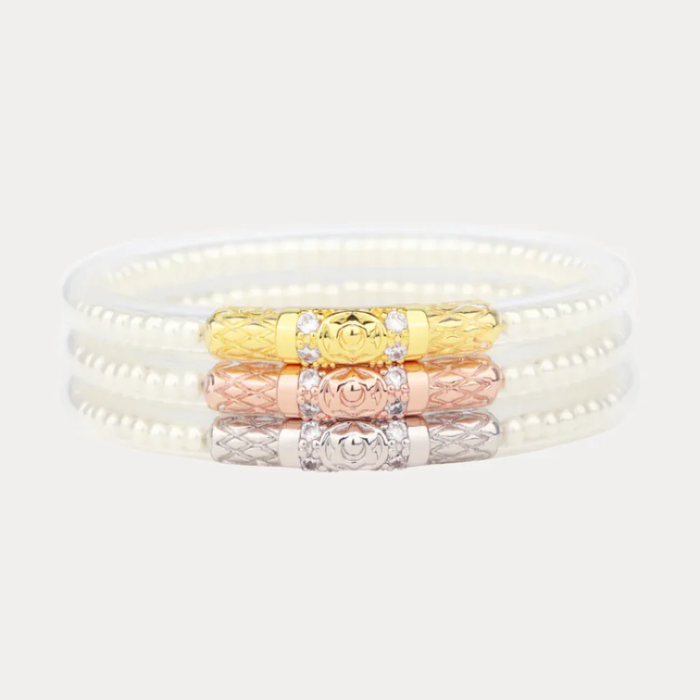 Three Queens All Weather Bangles - White Pearl