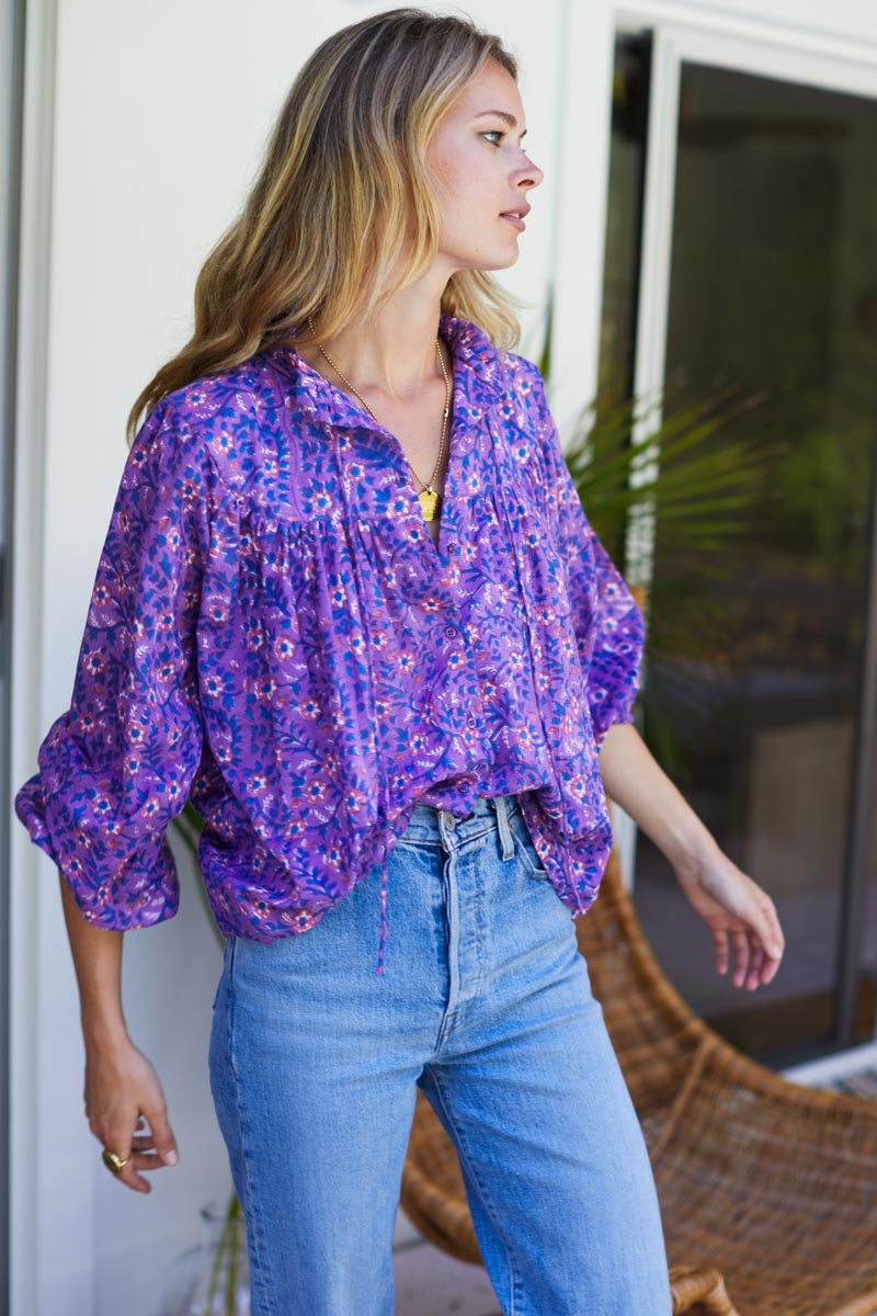EMMALINE BLOUSE - VIOLET WILDFLOWER