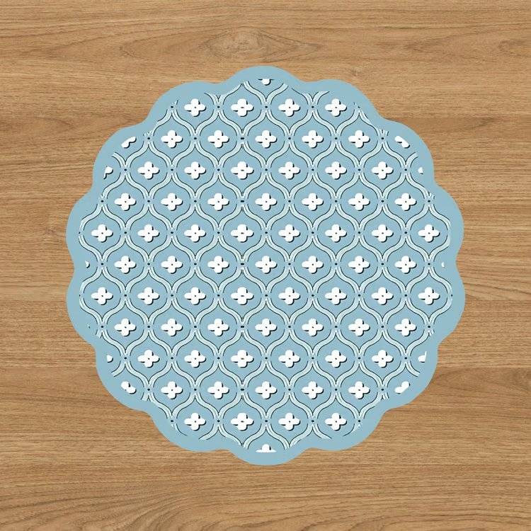 VIDA Floral and Flowers Reversible Placemats Set of 4 ( Slate & Green)