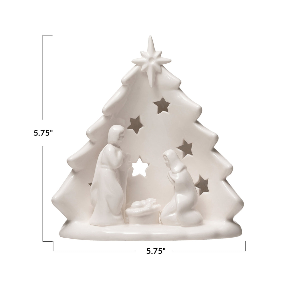 Stoneware Nativity with Tree