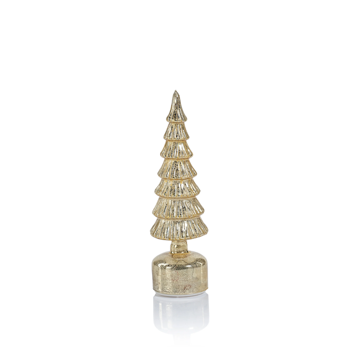 13" Gold Alpine Rotating LED Tree