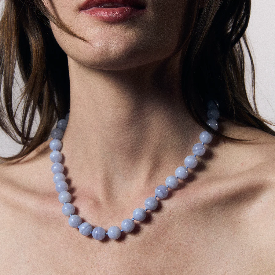 HART Blue Lace Agate Knotted Gemstone Necklace