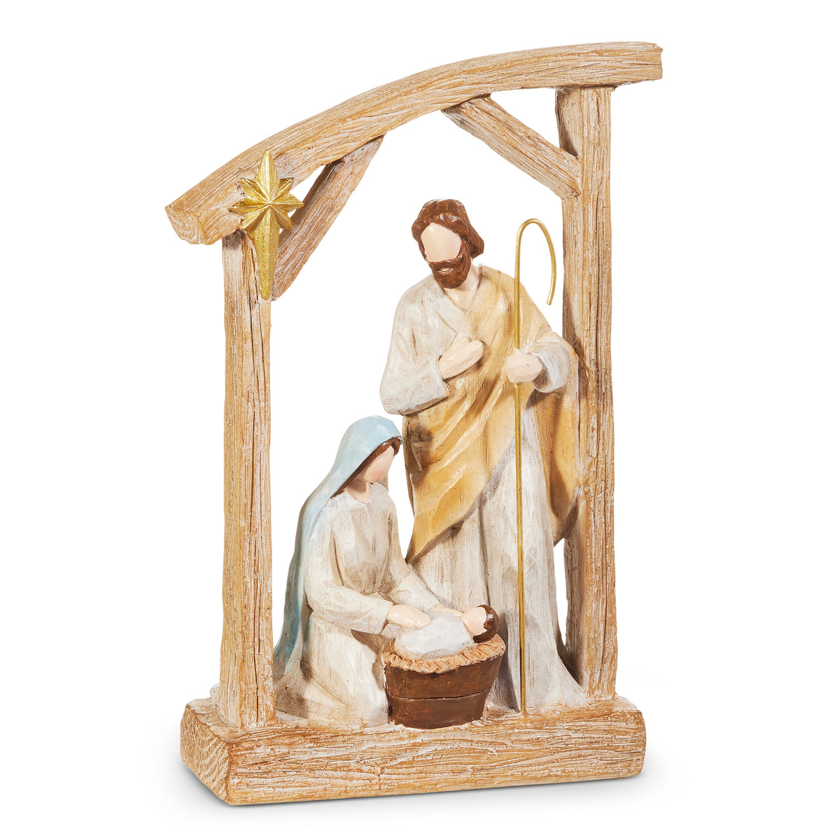 Wooden Holy Family Nativity