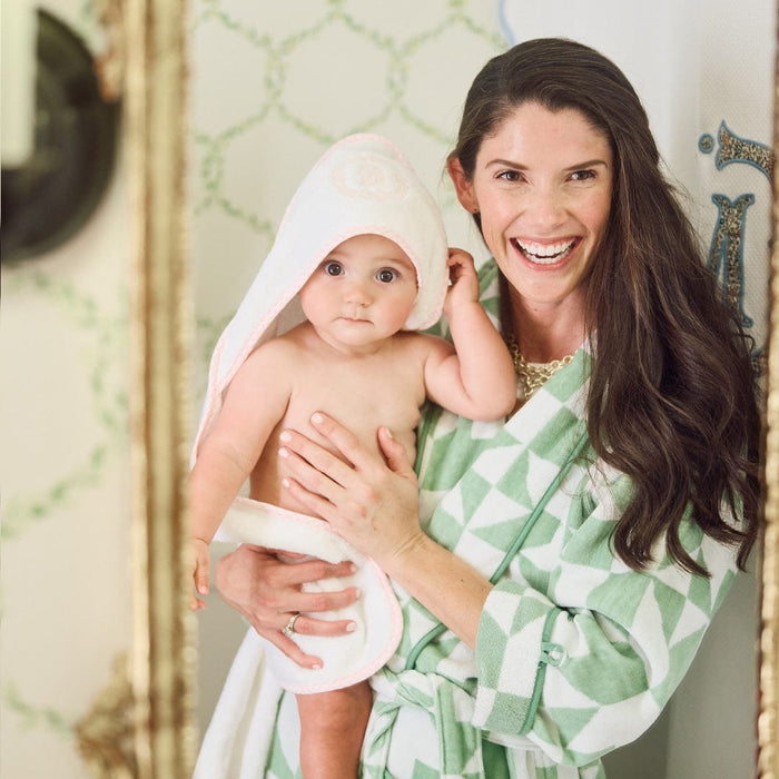 Light Pink Gingham Baby Hooded Towel