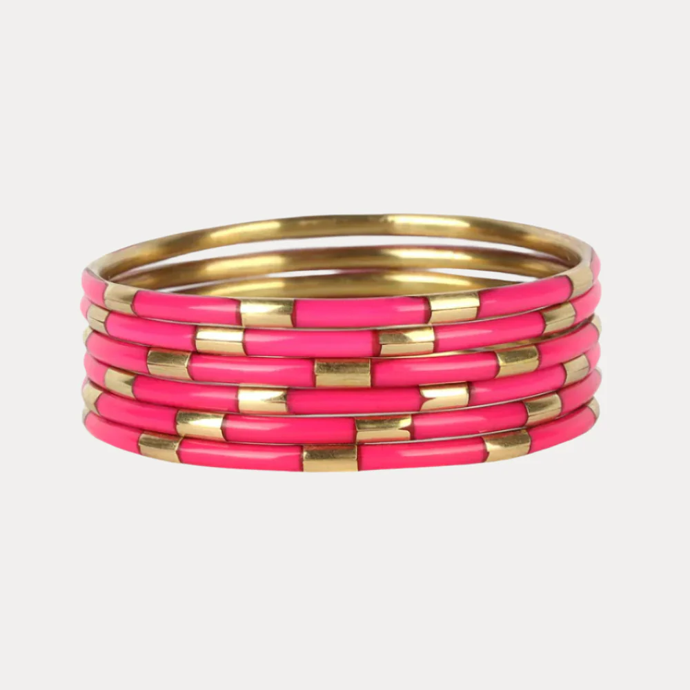 HOT PINK VEDA BANGLES - SET OF 6