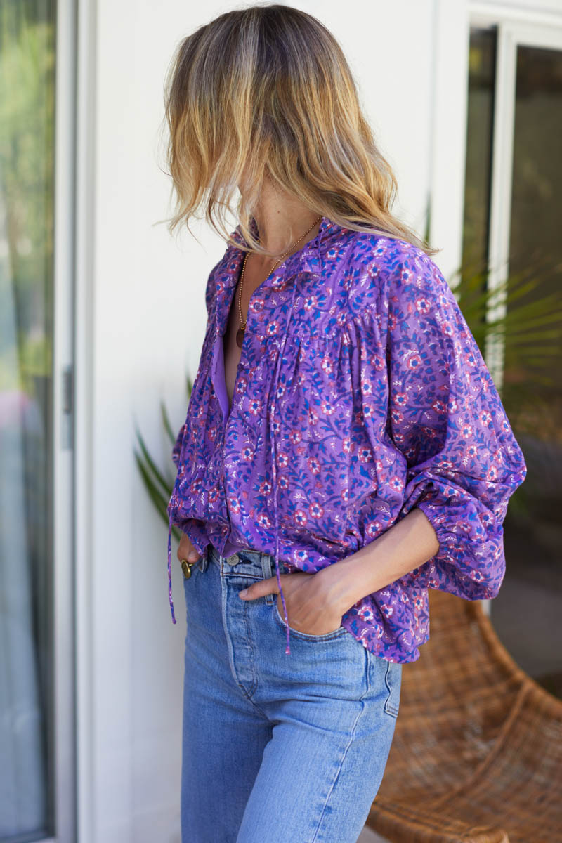 EMMALINE BLOUSE - VIOLET WILDFLOWER