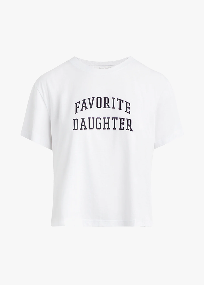 Favorite Daughter - The Cropped Collegiate Tee White