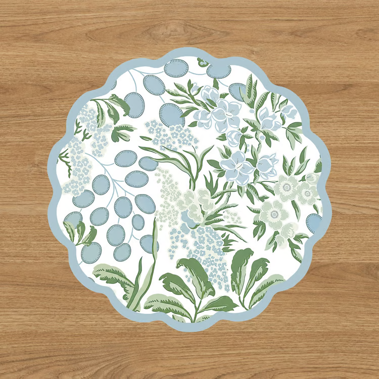 VIDA Floral and Flowers Reversible Placemats Set of 4 ( Slate & Green)