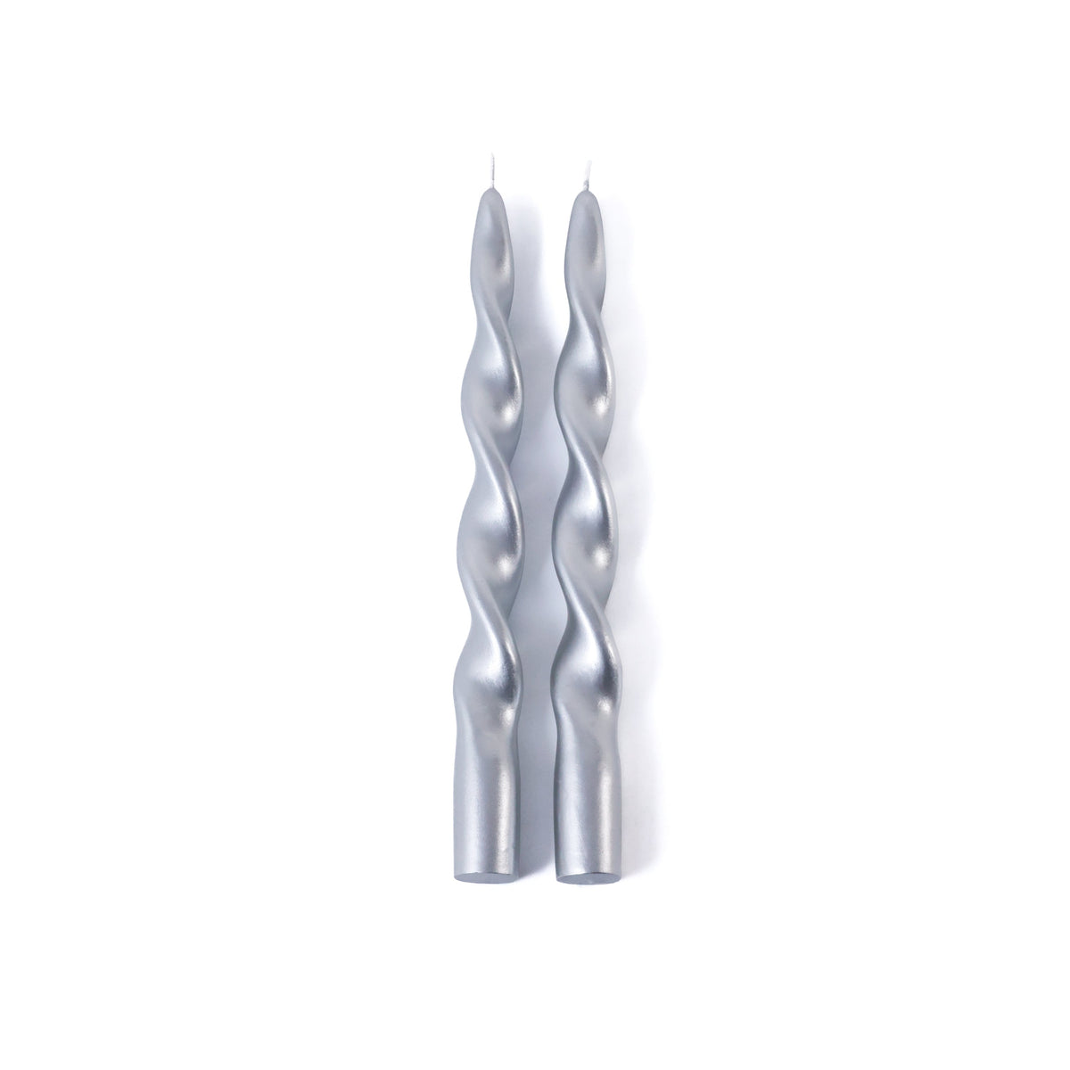 Silver Twist Formal Candles- Set of 2 - 10 in
