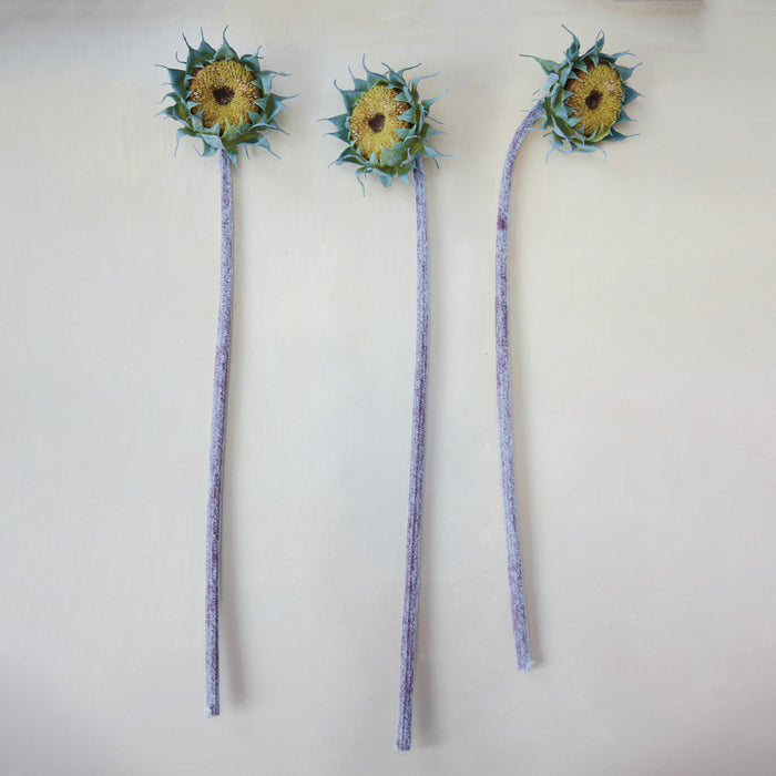 Faux Sunflower Stem, Yellow