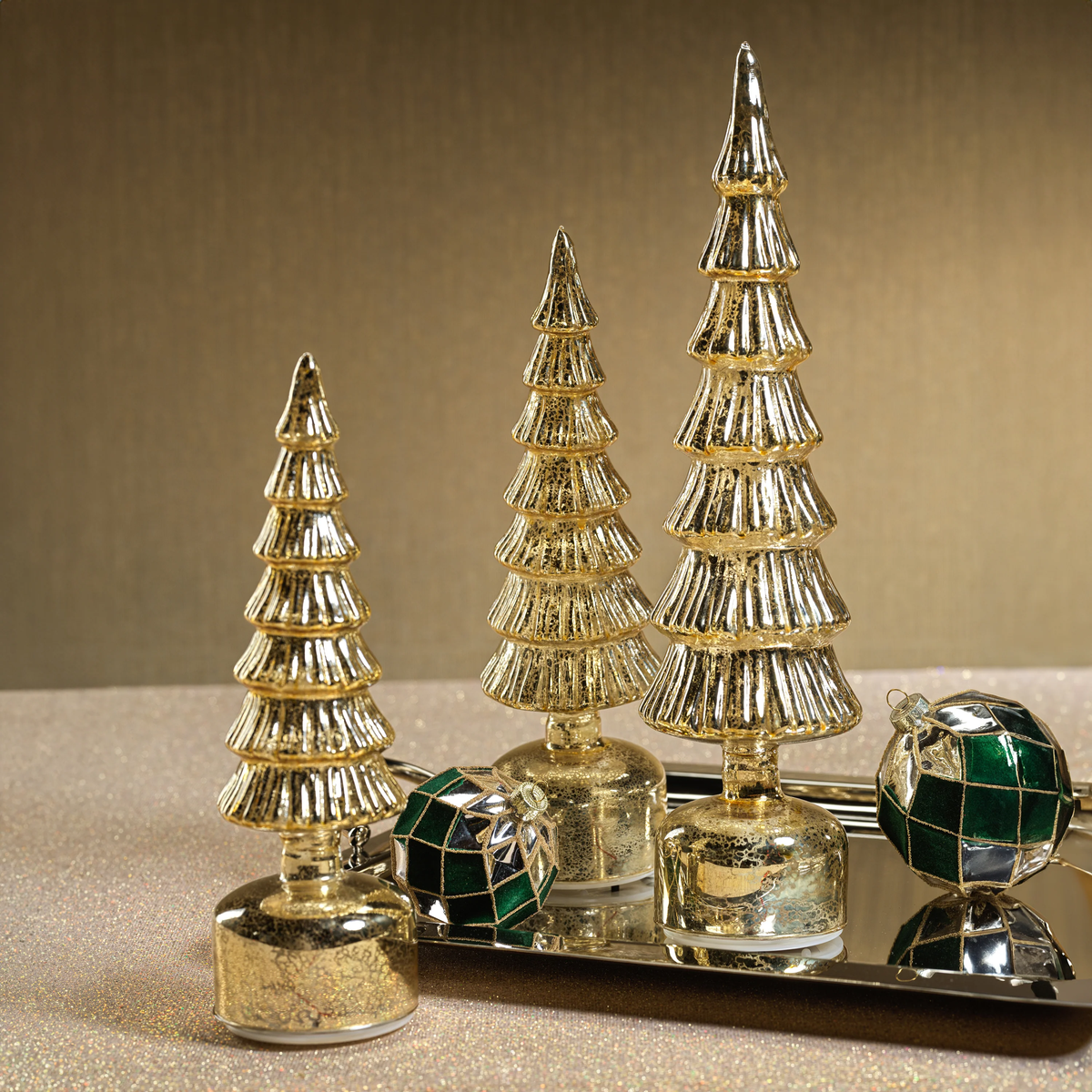 16.5" Gold Alpine Rotating LED Tree