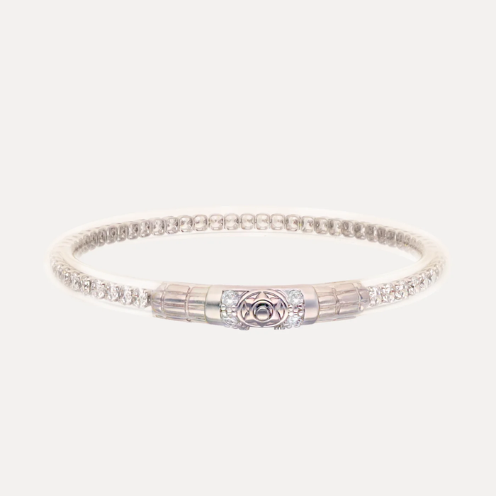 QUEEN ALL WEATHER BANGLE® (AWB®) - CLEAR CRYSTAL - SILVER