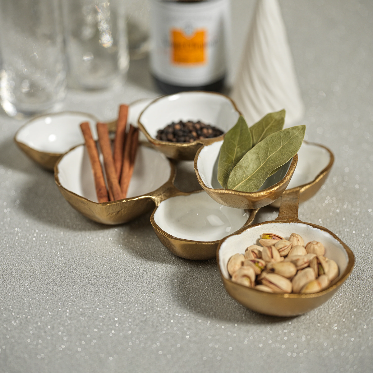 Gold + White Small Cluster Serving Bowls