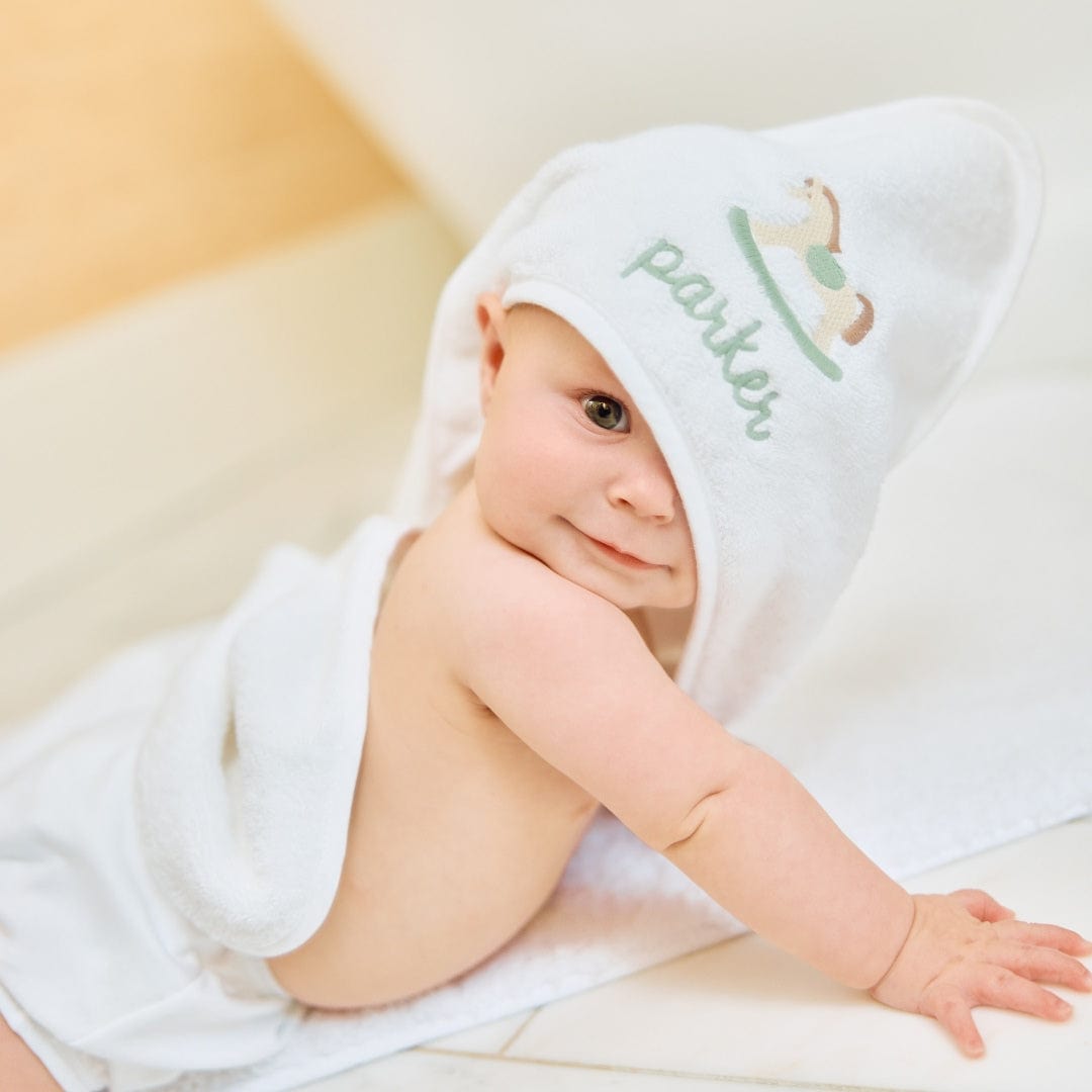 Weezie Baby Hooded Towel - White on White