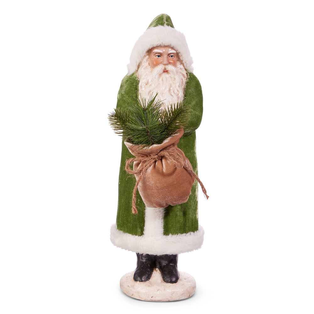 17.5" Green Velvet Santa
