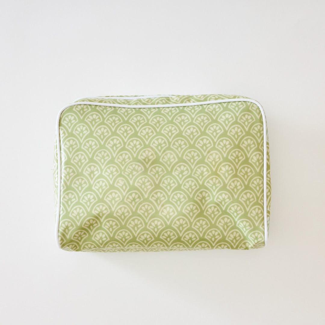 Weezie Large Green Block Print Toiletry Bag