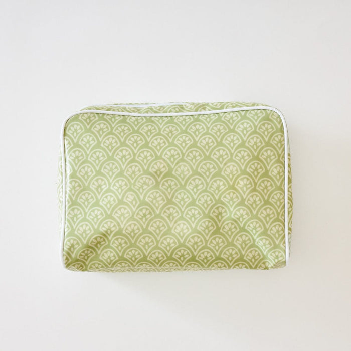 Weezie Large Green Block Print Toiletry Bag