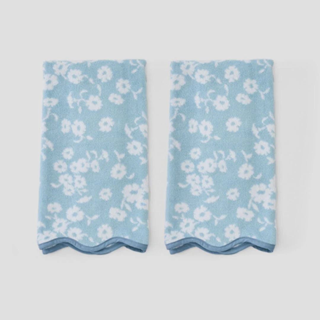 Weezie Scallop Patterned Hand Towel - Sea Glass Margot