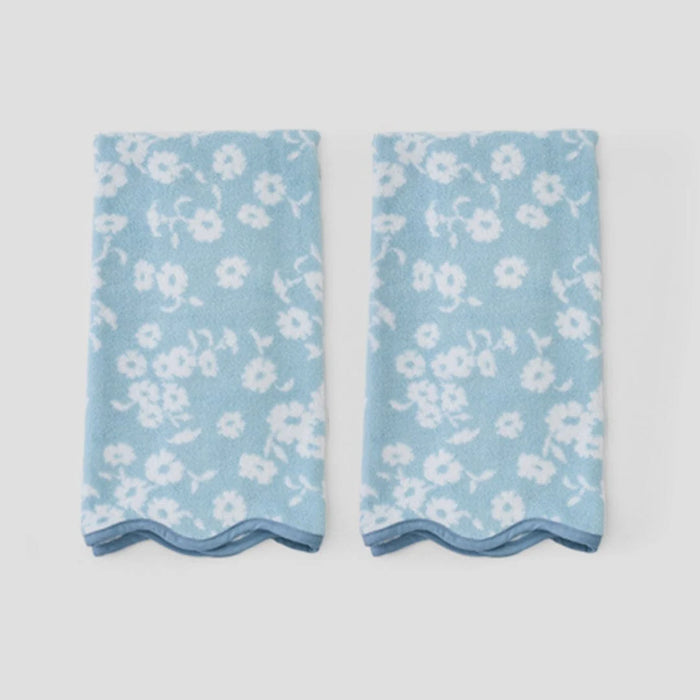 Weezie Scallop Patterned Hand Towel - Sea Glass Margot
