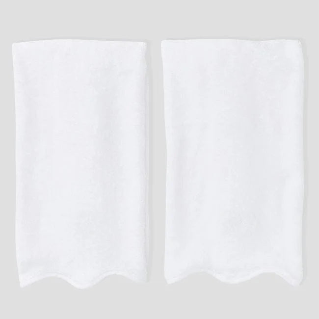 Weezie Scalloped Edge Hand Towel - White Piping
