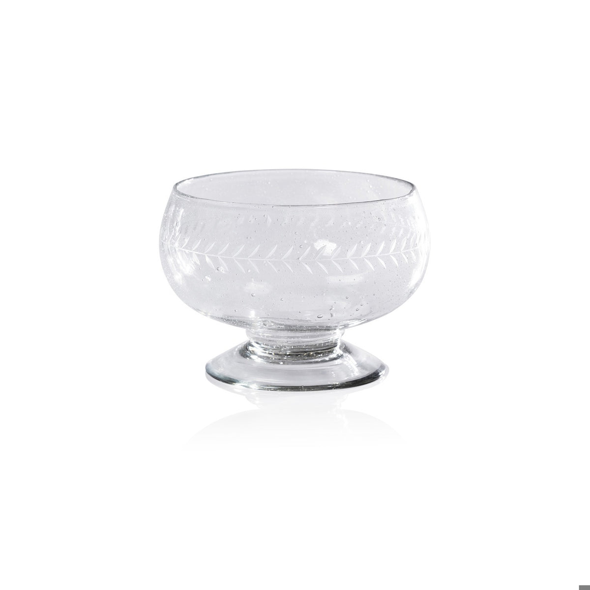 Tuscan Handmade Etched Condiment Glass Bowl, 6" x